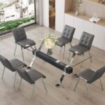 glass dining table and six chairs 1