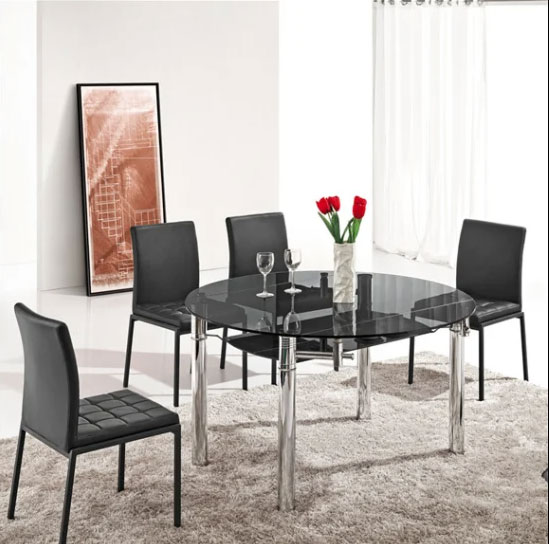 Round Glass Extendable dining Table 2