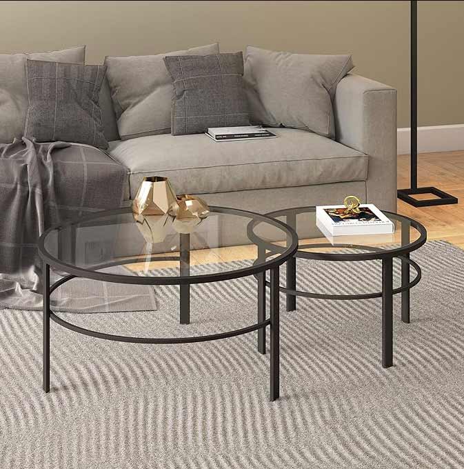 circle glass table and irchas