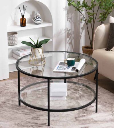 Metal and glass table