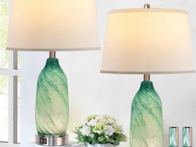 green glass table lamp uk