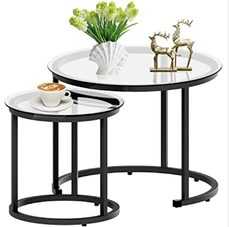 glass end tables and coffee tables