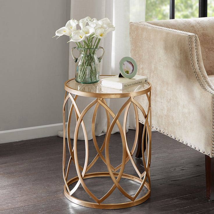 gold glass end table