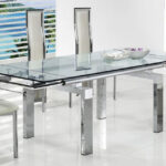 extending glass dining table and chairs