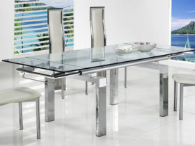 extending glass dining table and chairs