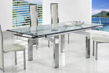 extending glass dining table and chairs