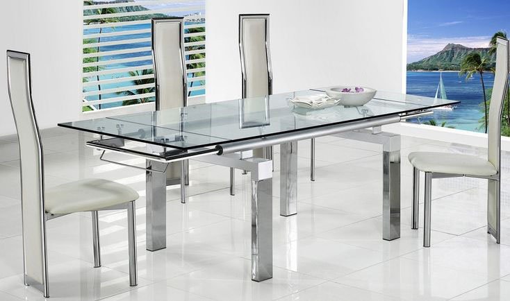 extending glass dining table and chairs