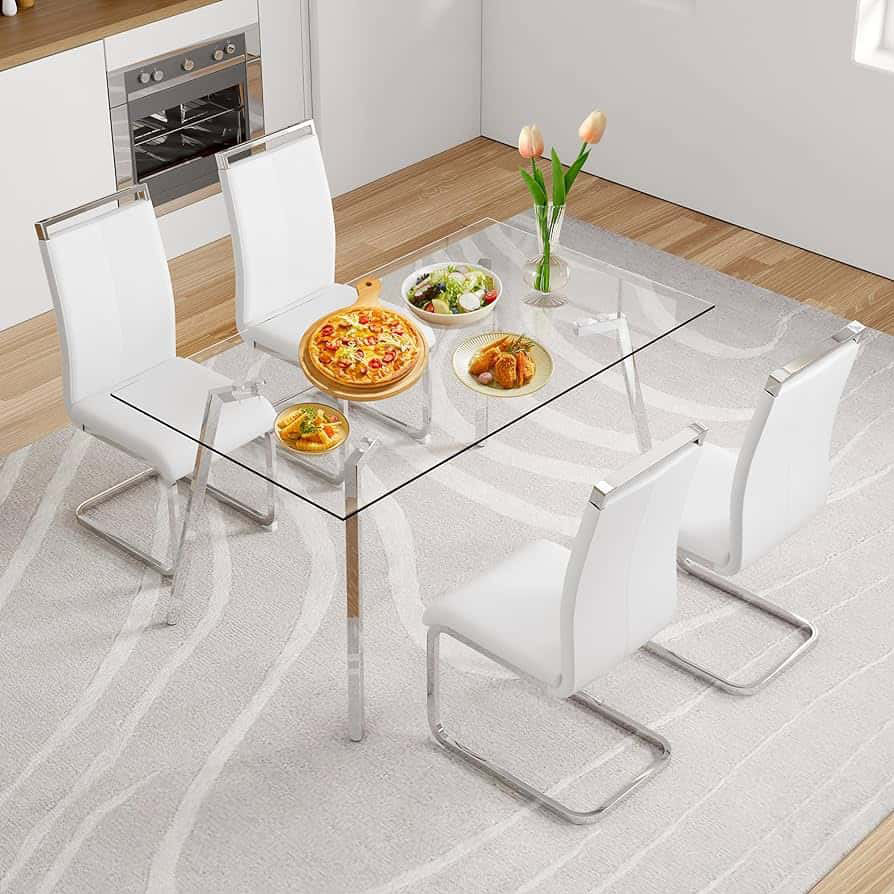 glass dining table and chairs 1