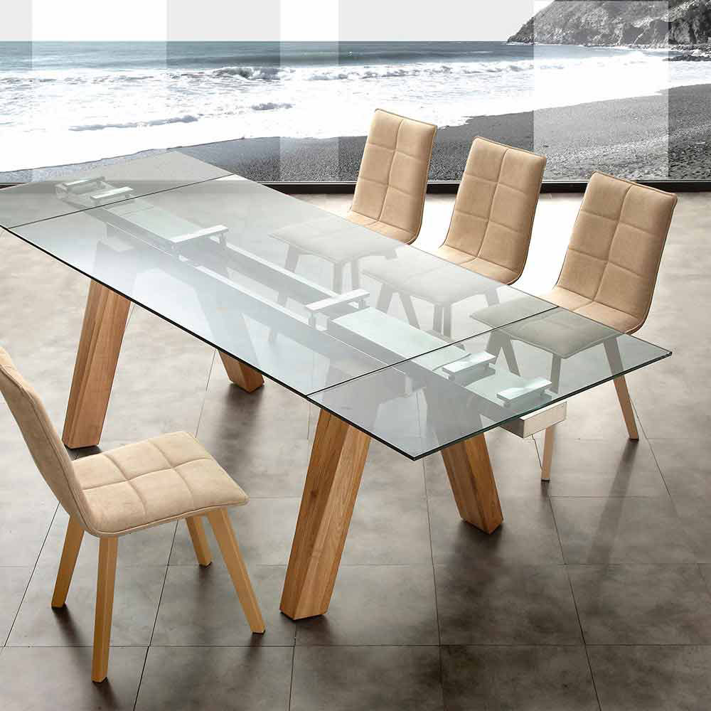 glass extending dining table and chairs